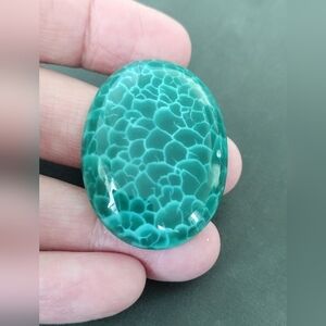 Green Dragon's Veins Oval Agate Cabochon